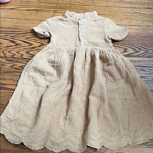 Rylee + Cru Tan Pleated Ruffled Sundress